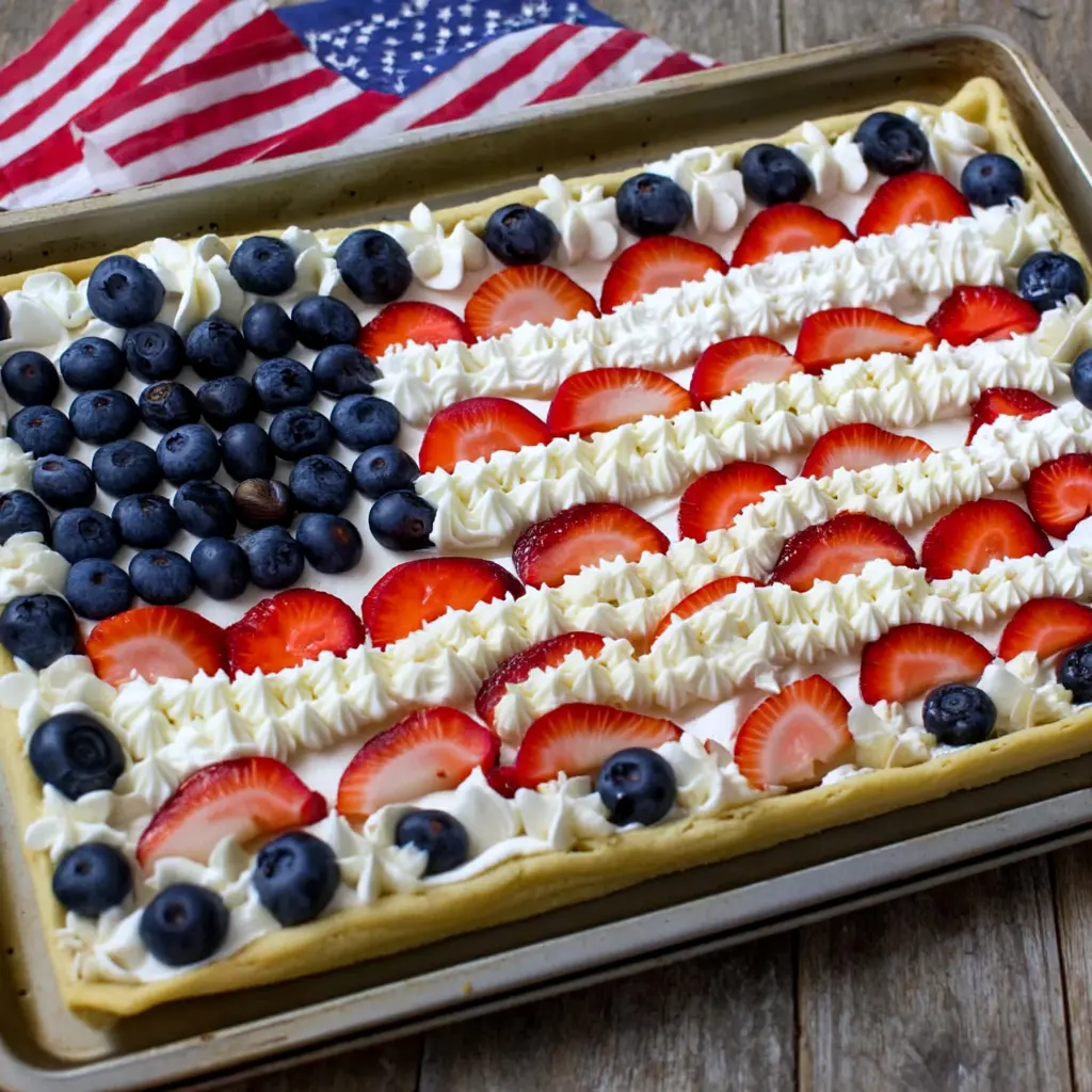 American Flag Fruit Pizza festive dessert