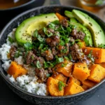Cottage cheese beef sweet potato bowl