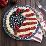 American Flag Fruit Pizza: Easy Patriotic Dessert for 4th of July 4 American Flag Fruit Pizza with sugar cookie crust, cream cheese, and berries