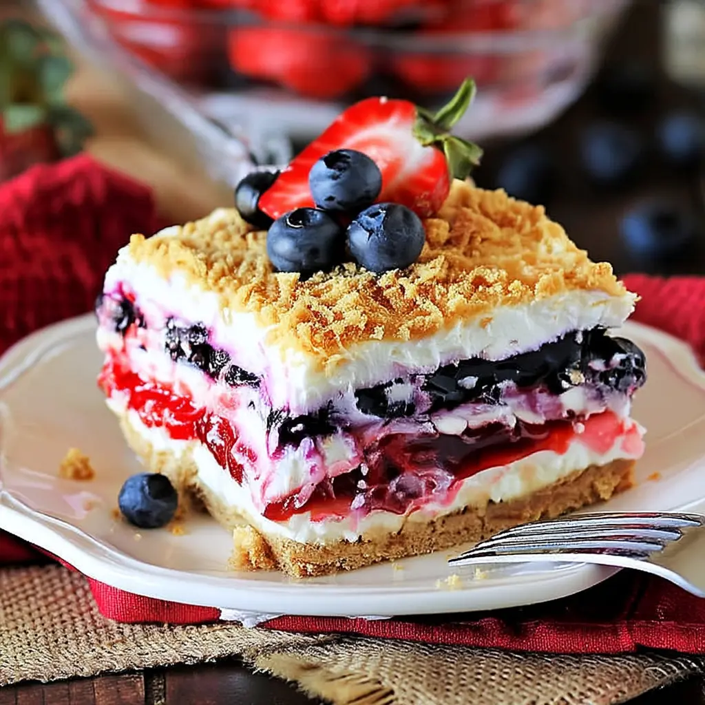 Red White & Blue Mixed Berry Yum Yum festive dessert