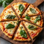 2-ingredient cottage cheese pizza crust on parchment