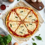 keto cottage cheese egg pizza crust on table