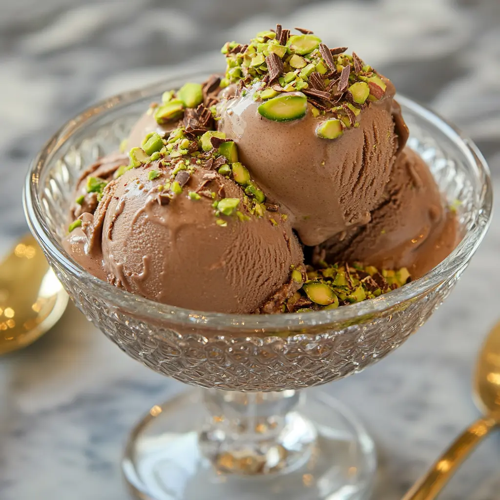 costco dubai chocolate ice cream in a bowl