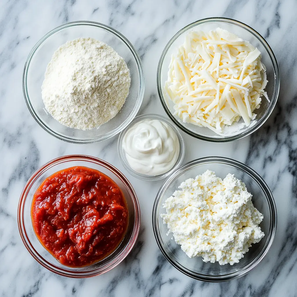 Ingredients for cottage cheese greek yogurt pizza crust