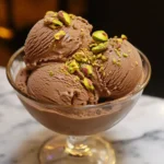 Dubai Chocolate Ice Cream: Hypnotic Homemade Recipe with Dubai Flavors 4 Served Dubai chocolate ice cream with pistachios