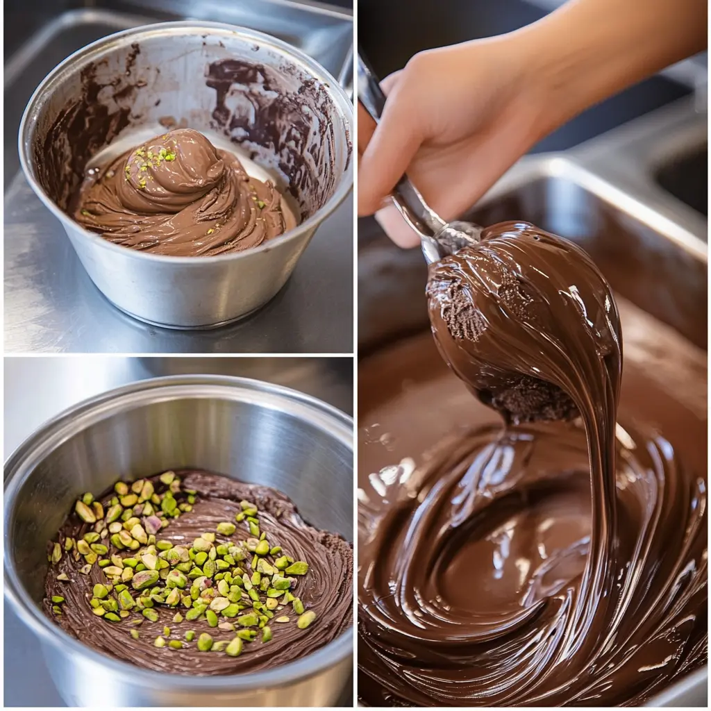 Dubai Chocolate Ice Cream: Hypnotic Homemade Recipe with Dubai Flavors 5 Making Dubai chocolate ice cream step by step