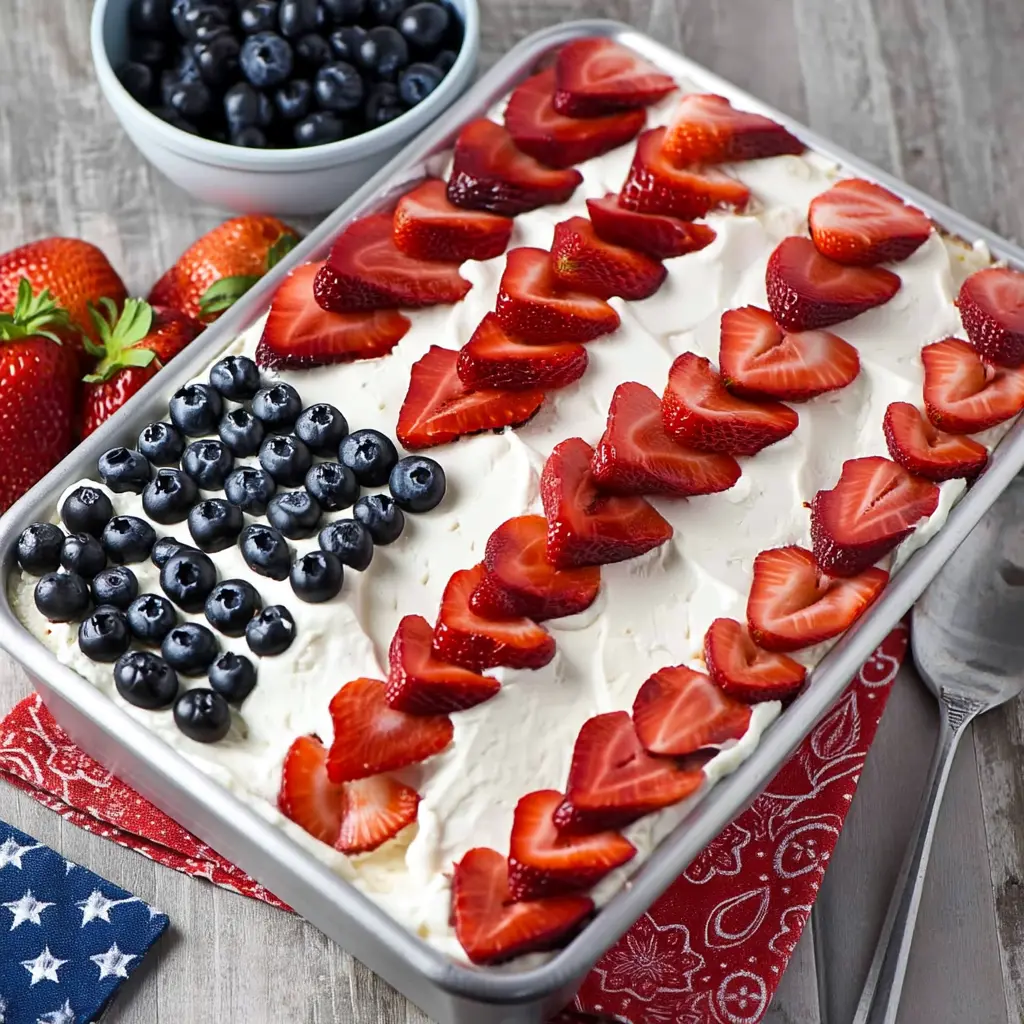 Easy Strawberry Jello Flag Cake