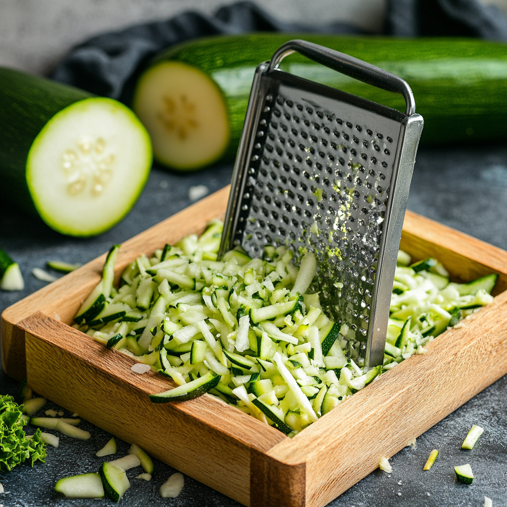 Chocolate Chip Zucchini Banana Bread: The Ultimate Comfort Bake 7 Grating zucchini for Chocolate Chip Zucchini Banana Bread.