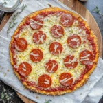 High Protein Cottage Cheese Pizza Crust fresh from oven