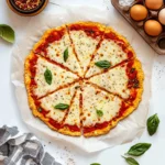 Low carb cottage cheese pizza crust on parchment