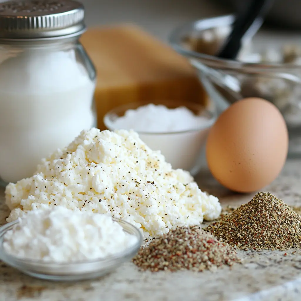 Ingredients for low carb cottage cheese pizza crust