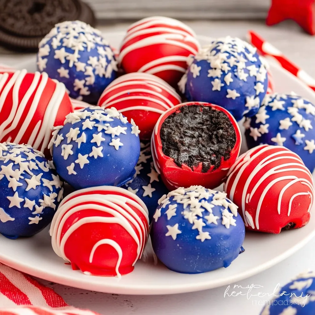 Patriotic Oreo Balls: The Ultimate Red, White, and Blue No-Bake Treat 4 Patriotic Oreo Balls festive dessert