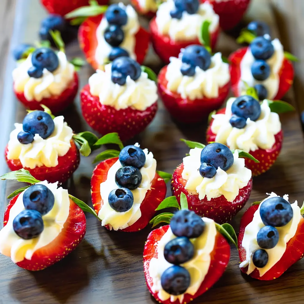 Red, White, and Blue Cheesecake Strawberries: The Ultimate Patriotic No-Bake Treat 4 Red, White, and Blue Cheesecake Strawberries festive dessert