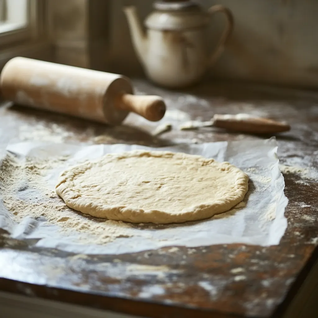 Rolled out 2-ingredient cottage cheese pizza crust