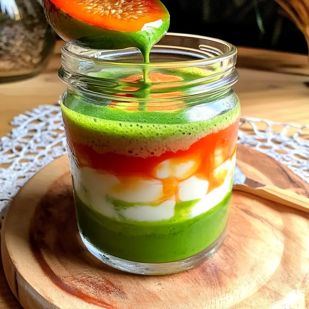 served guava matcha latte