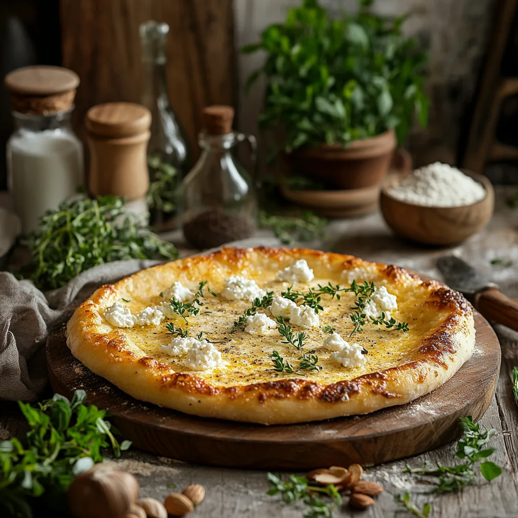 Sliced cottage cheese almond flour pizza crust served