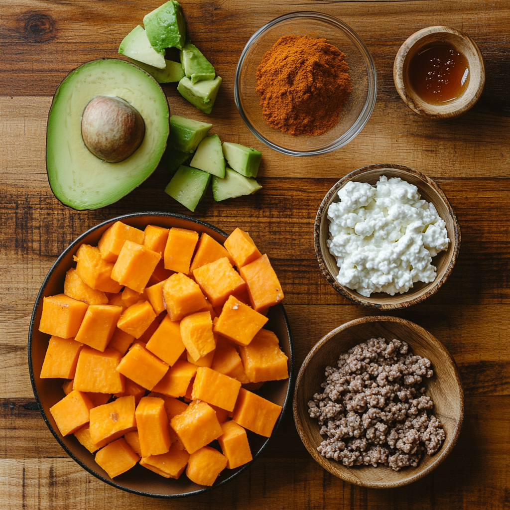 tiktok ground beef sweet potato bowl ingredients