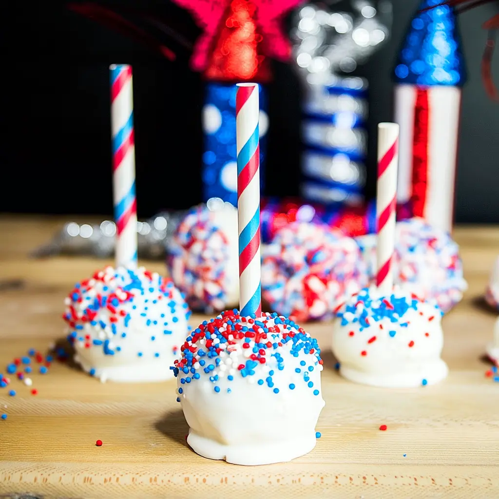 Red, White and Blue Cake Pops festive dessert