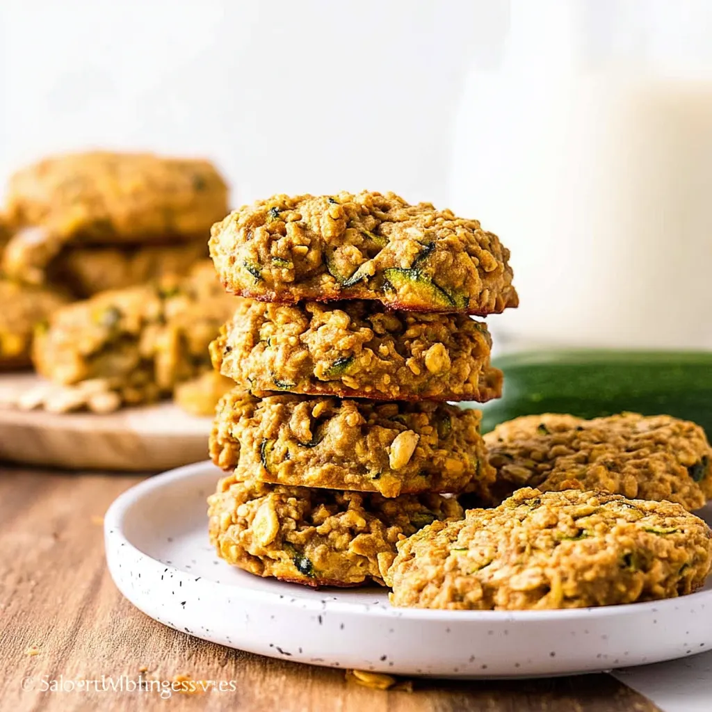 Freshly baked Zucchini Bread Breakfast Cookies on a plate