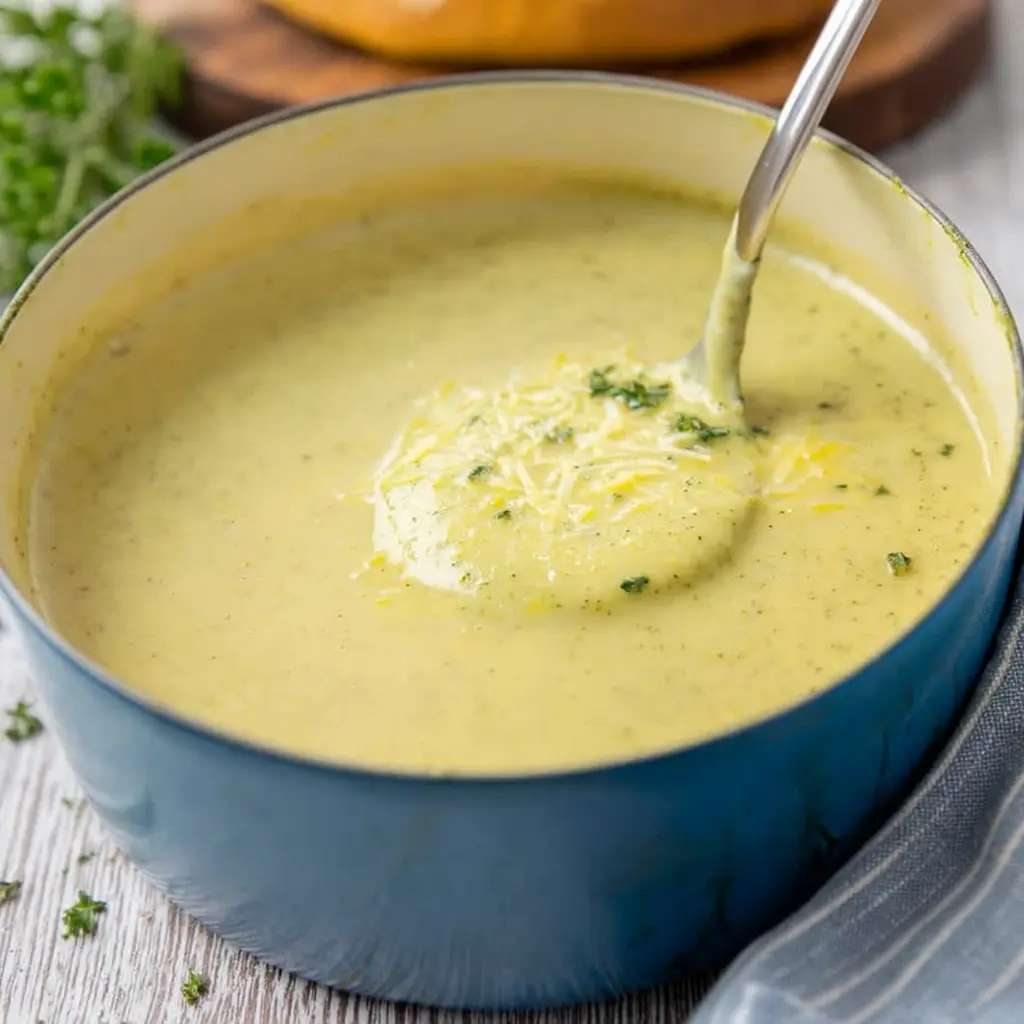 Creamy Zucchini Soup served in a bowl